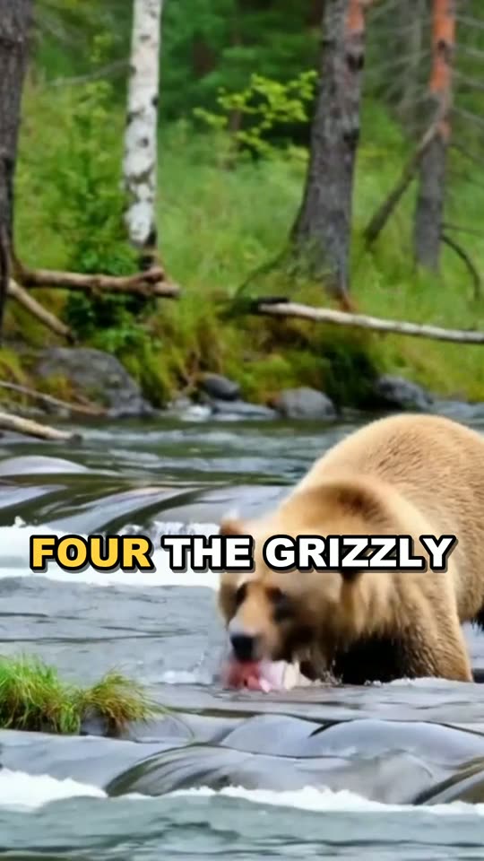 Grizzly fishing a river